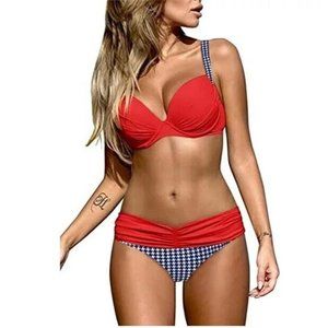 Rosfancy Women Padded Push Up Bikini Two Pieces Swimsuits Swimwear Bathing XL